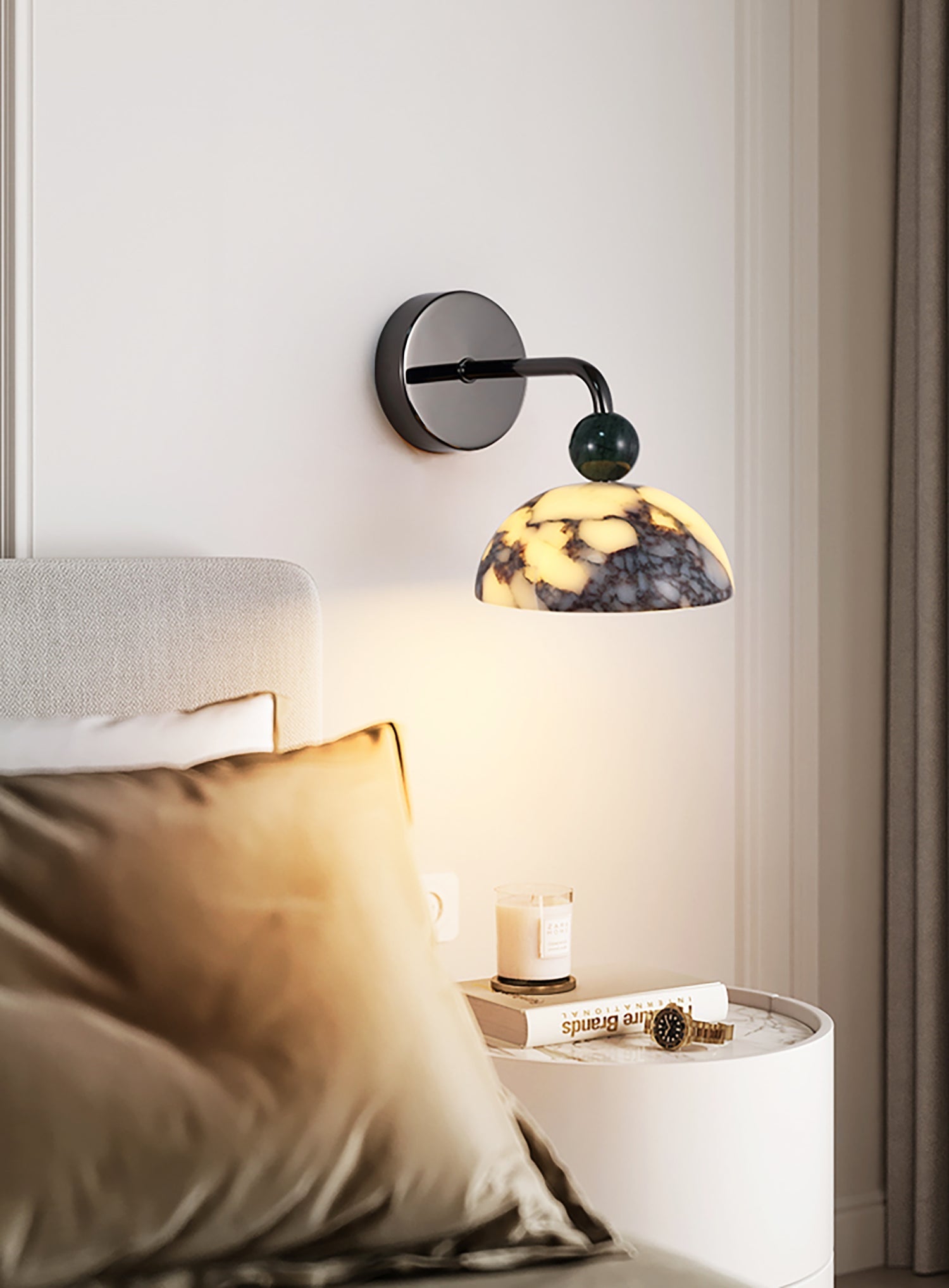 Lámpara de Pared Globo de Mármol Minimalista con LED Integrado – Iluminación Moderna para Interiores 7