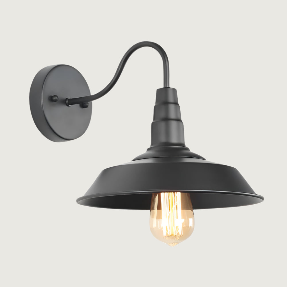 Lámpara de Pared Industrial Negra con Soporte Curvo y Base E26/E27 - Aplique Pared Estilo Moderno y Elegante 2