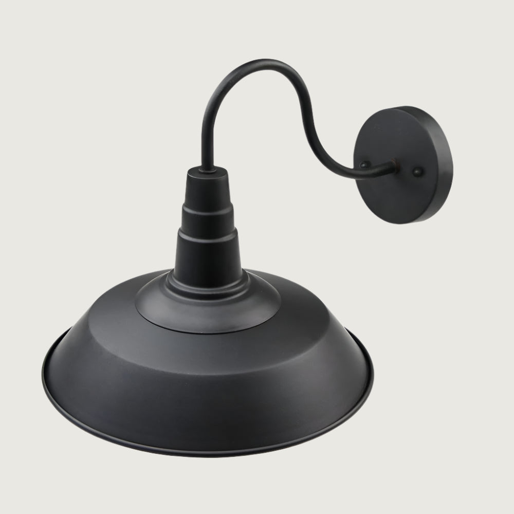 Lámpara de Pared Industrial Negra con Soporte Curvo y Base E26/E27 - Aplique Pared Estilo Moderno y Elegante 3