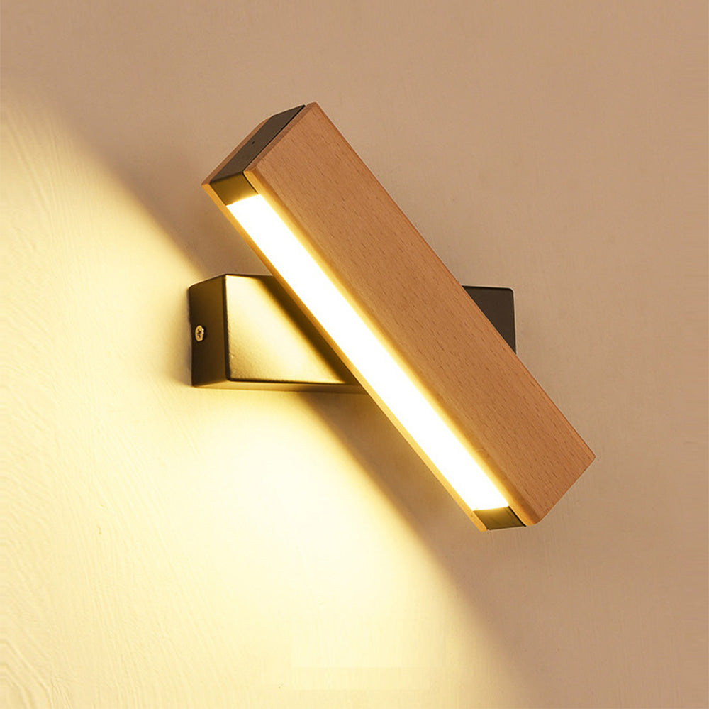 Lámpara de Pared LED Rotativa de Madera Vintage para Dormitorio – Luz de Lectura Ajustable 4