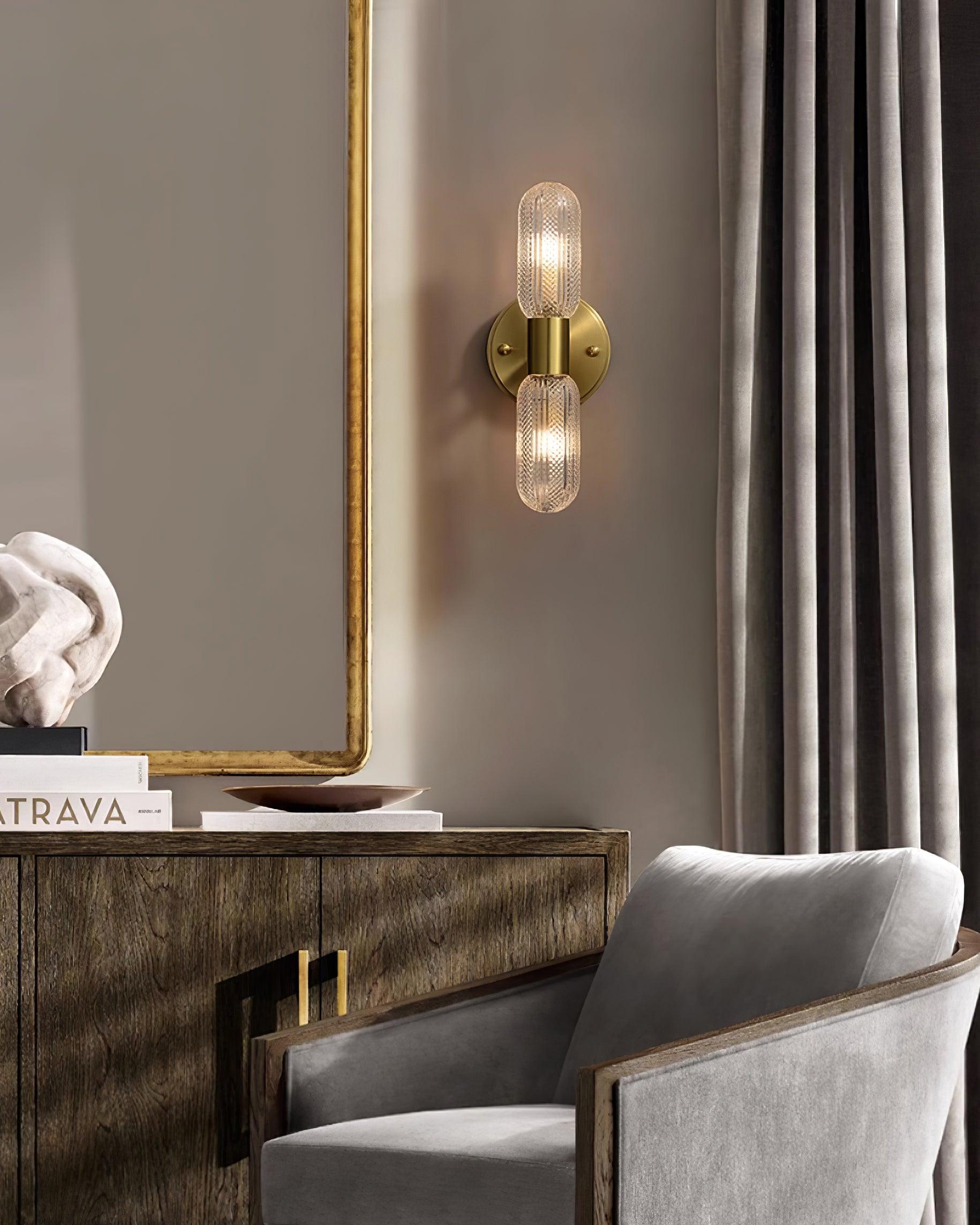 Lámpara de Pared Mallory Nórdica en Cobre con Pantalla de Vidrio, Aplique Pared Ideal para Espacios Reducidos 3