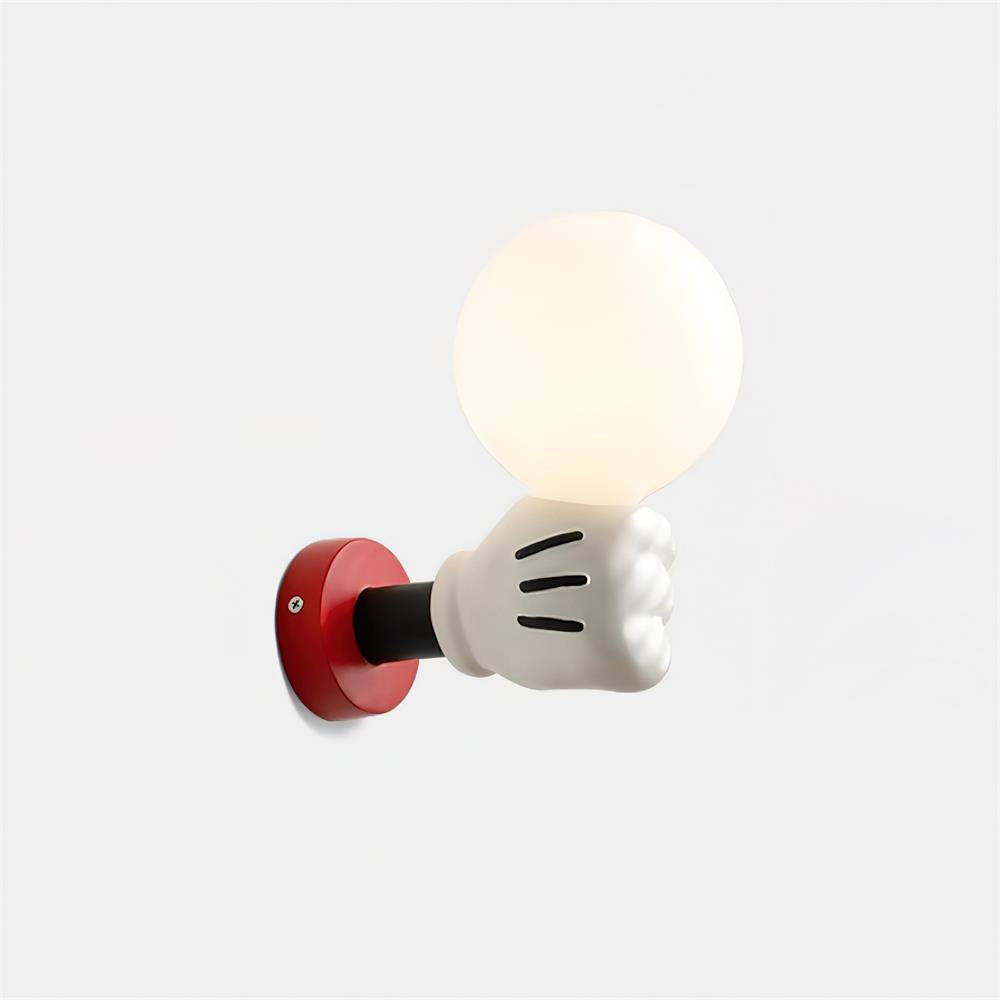 Lámpara de Pared Mickey con Diseño de Guante – Color Rojo y Blanco, Ideal para Habitaciones Infantiles 0