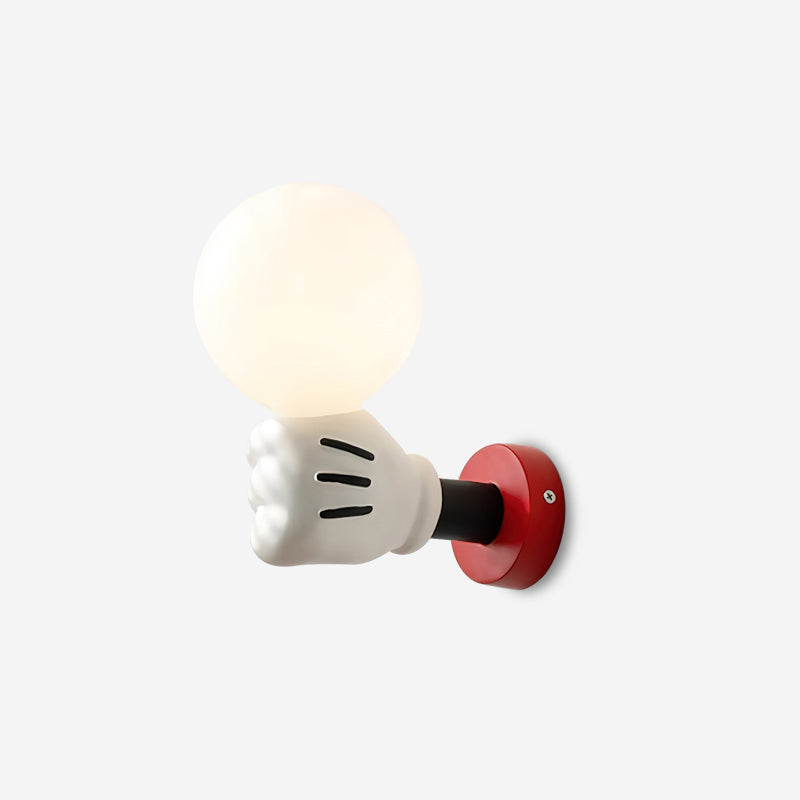 Lámpara de Pared Mickey con Diseño de Guante – Color Rojo y Blanco, Ideal para Habitaciones Infantiles 1