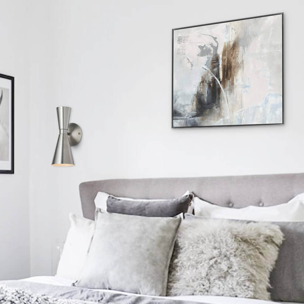 Lámpara de Pared Minimalista de Doble Luz con Acabado en Níquel y Latón – Apliques de Pared Modernos para Baño y Sala de Estar 2