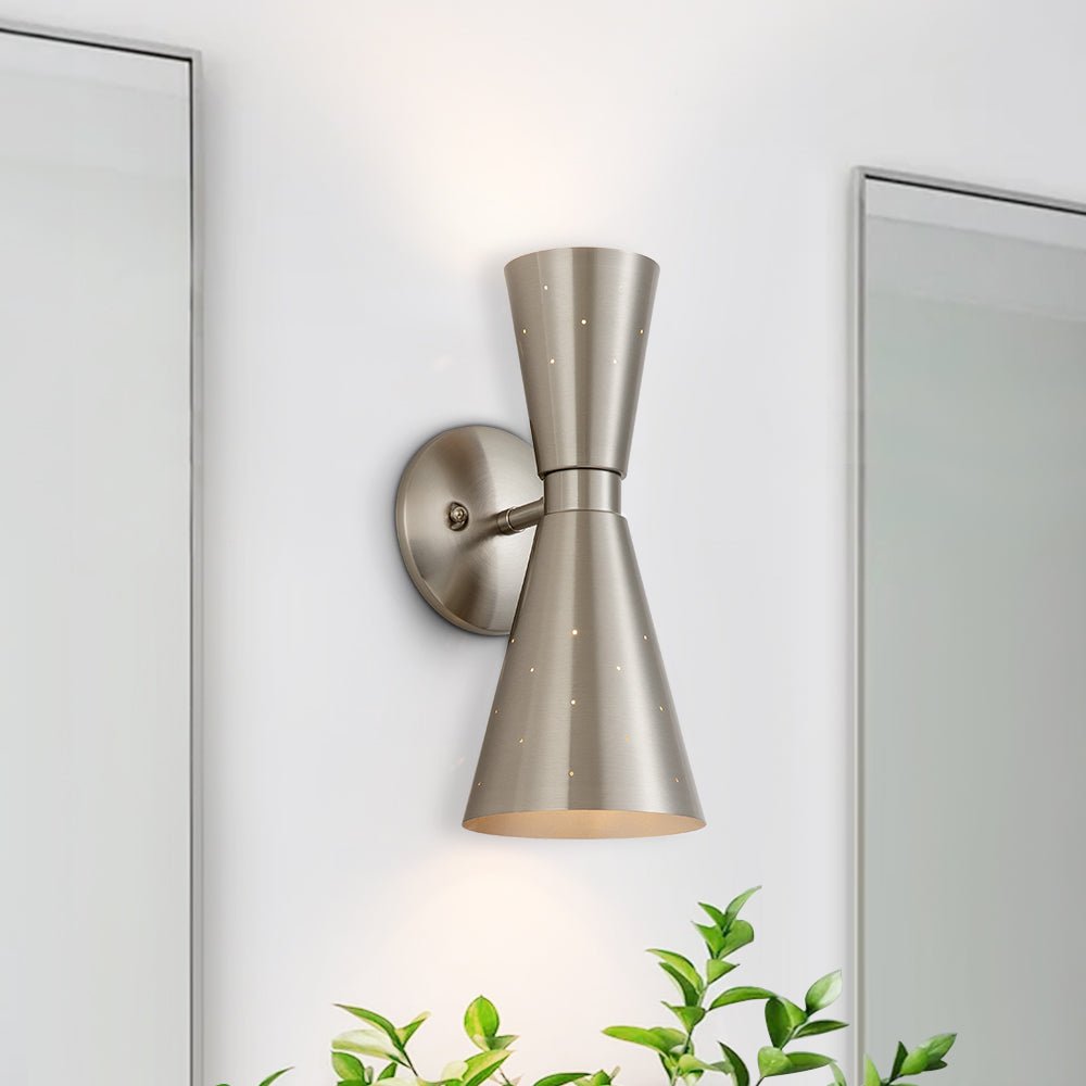 Lámpara de Pared Minimalista de Doble Luz con Acabado en Níquel y Latón – Apliques de Pared Modernos para Baño y Sala de Estar 3