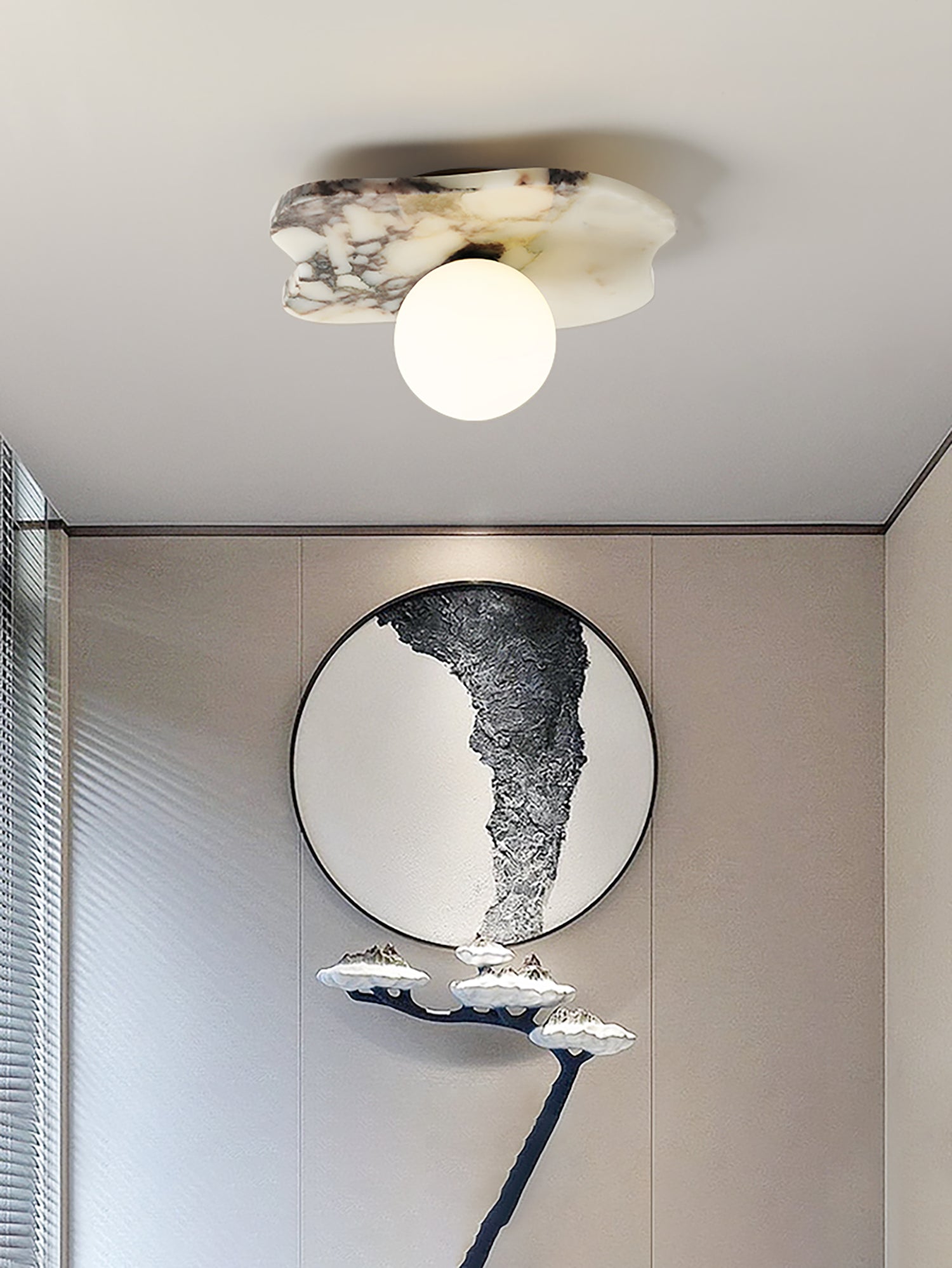 Lámpara de Pared Minimalista de Mármol Irregular – Diseño Asimétrico con Luz LED 4