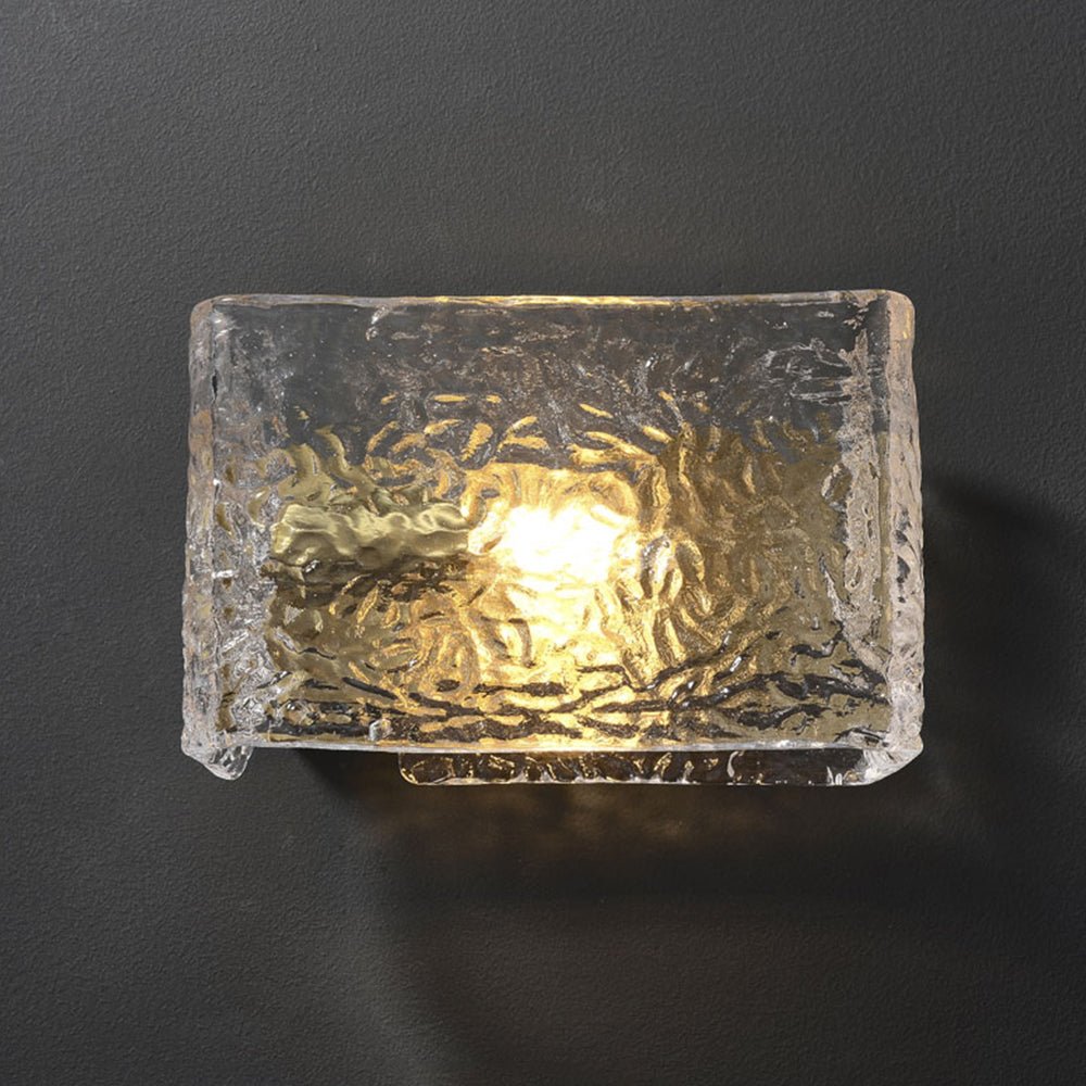 Lámpara de Pared Minimalista de Metal con Pantalla de Vidrio Texturizado en Acabado Bronce – Apliques de Pared Modernos 3