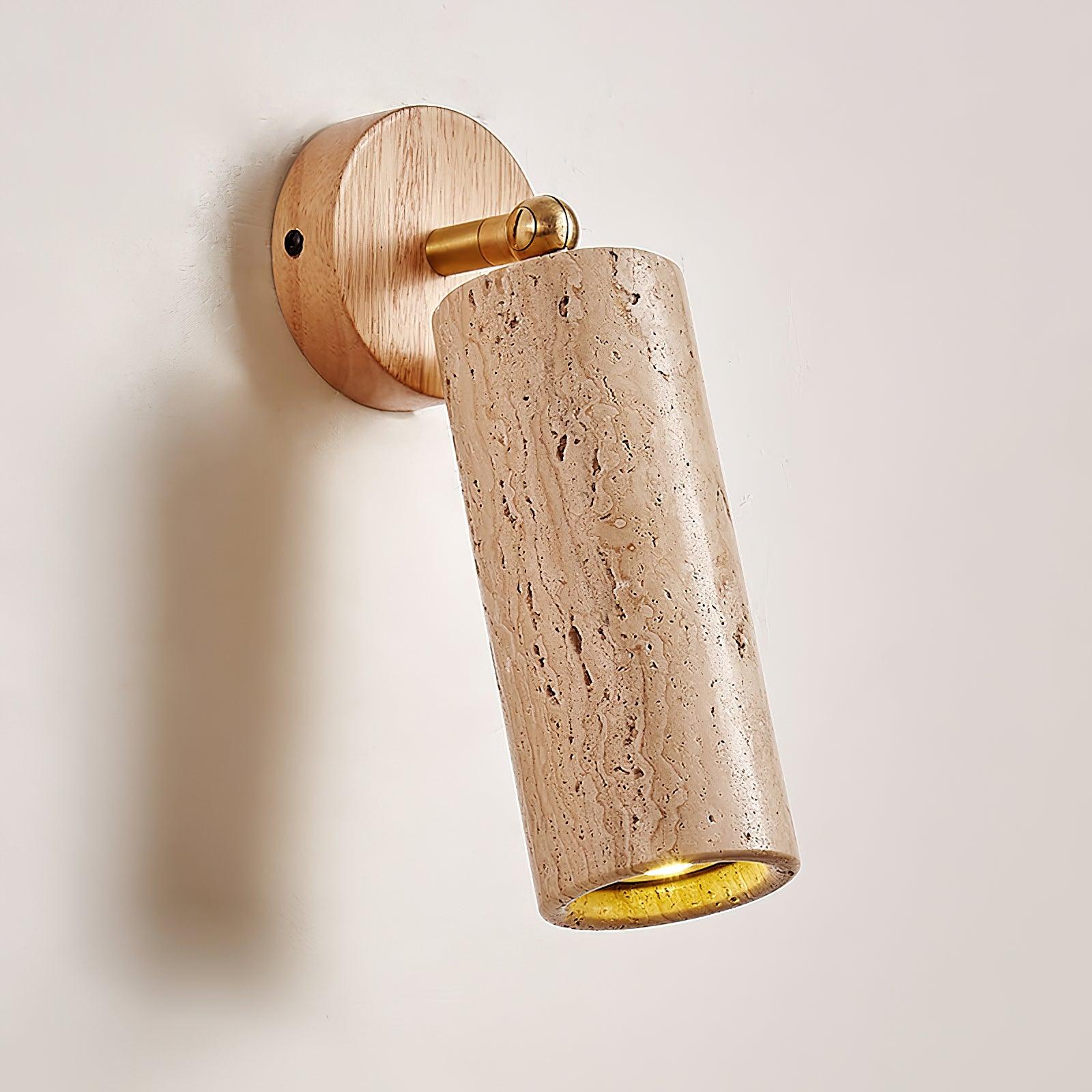 Lámpara de Pared Mireille de Madera Natural y Travertino Amarillo con Diseño Ajustable 3