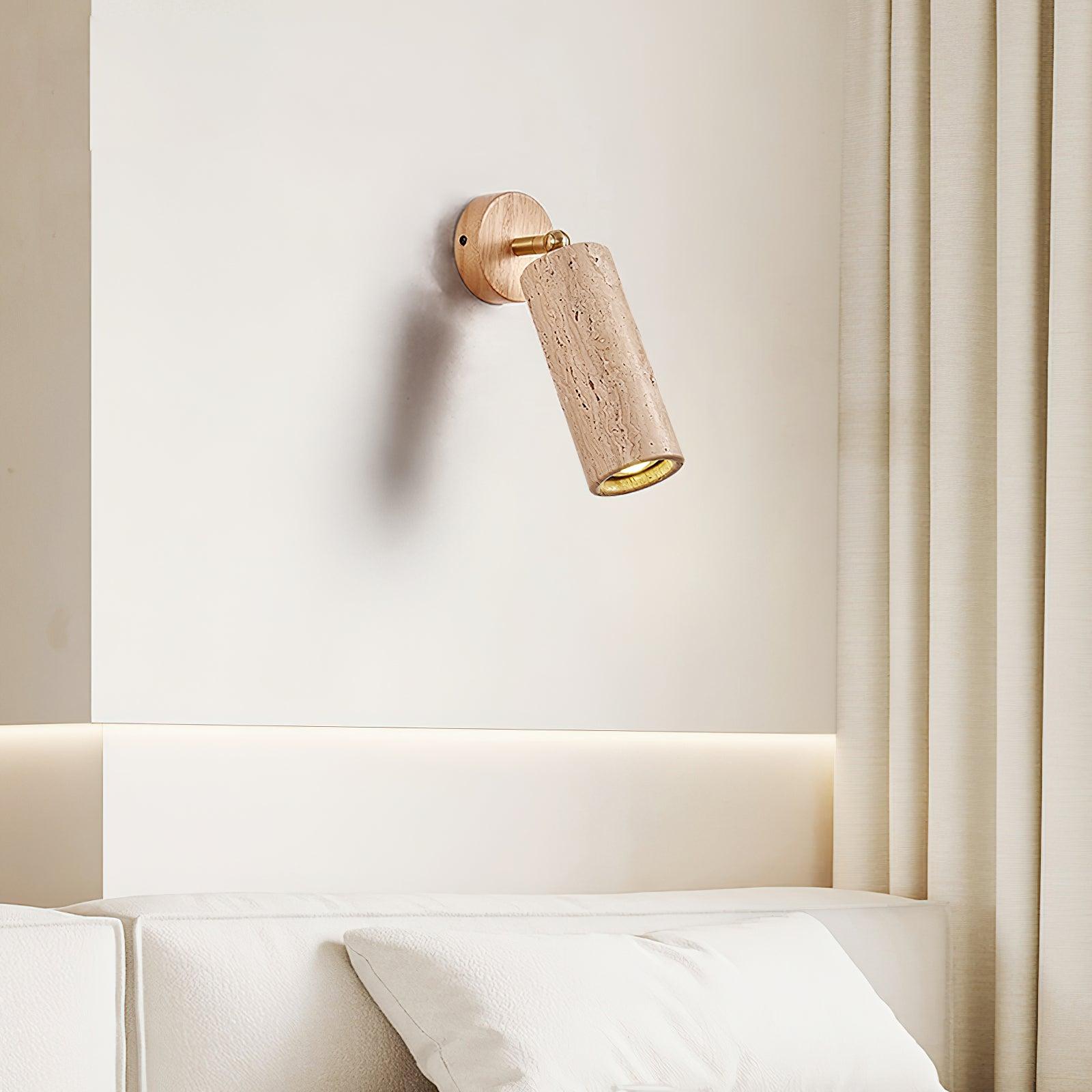 Lámpara de Pared Mireille de Madera Natural y Travertino Amarillo con Diseño Ajustable 6