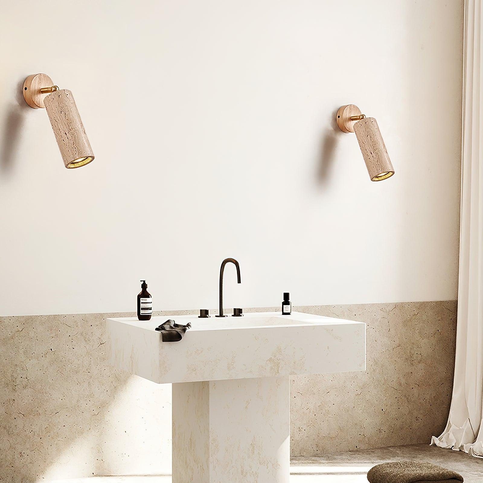 Lámpara de Pared Mireille de Madera Natural y Travertino Amarillo con Diseño Ajustable 7