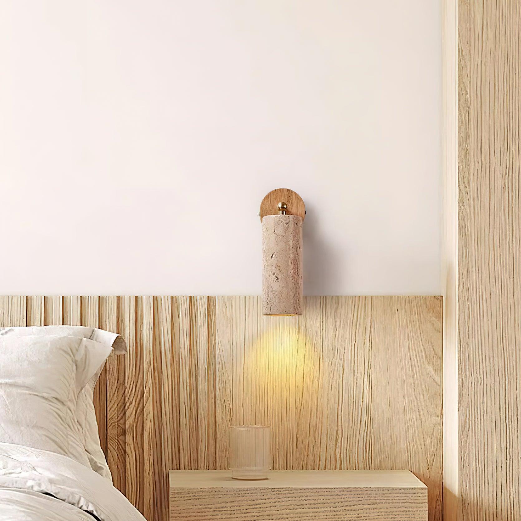 Lámpara de Pared Mireille de Madera Natural y Travertino Amarillo con Diseño Ajustable 8