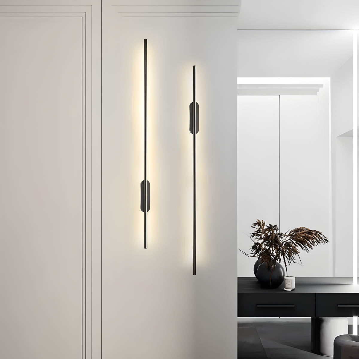 Lámpara de Pared Moderna Lance en Aluminio y Silicona, Aplique Pared Elegante para Iluminación Interior, Tamaños Disponibles 23.6 a 47 10