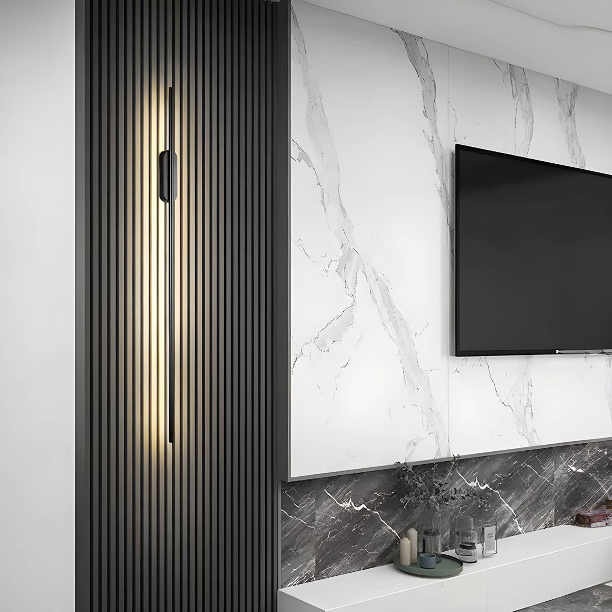Lámpara de Pared Moderna Lance en Aluminio y Silicona, Aplique Pared Elegante para Iluminación Interior, Tamaños Disponibles 23.6 a 47 9
