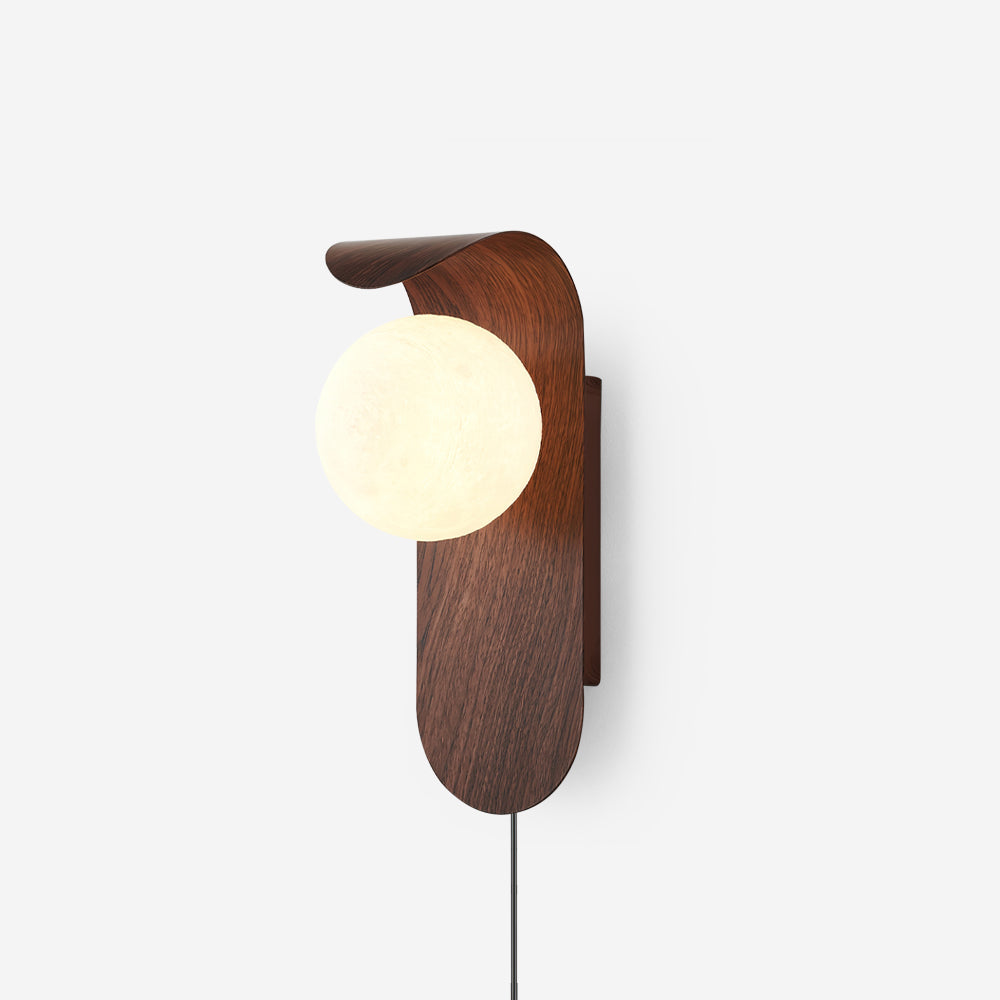 Lámpara de Pared Moderna con Base de Madera y Globo Acrílico - Acabados en Color Madera y Nogal 1
