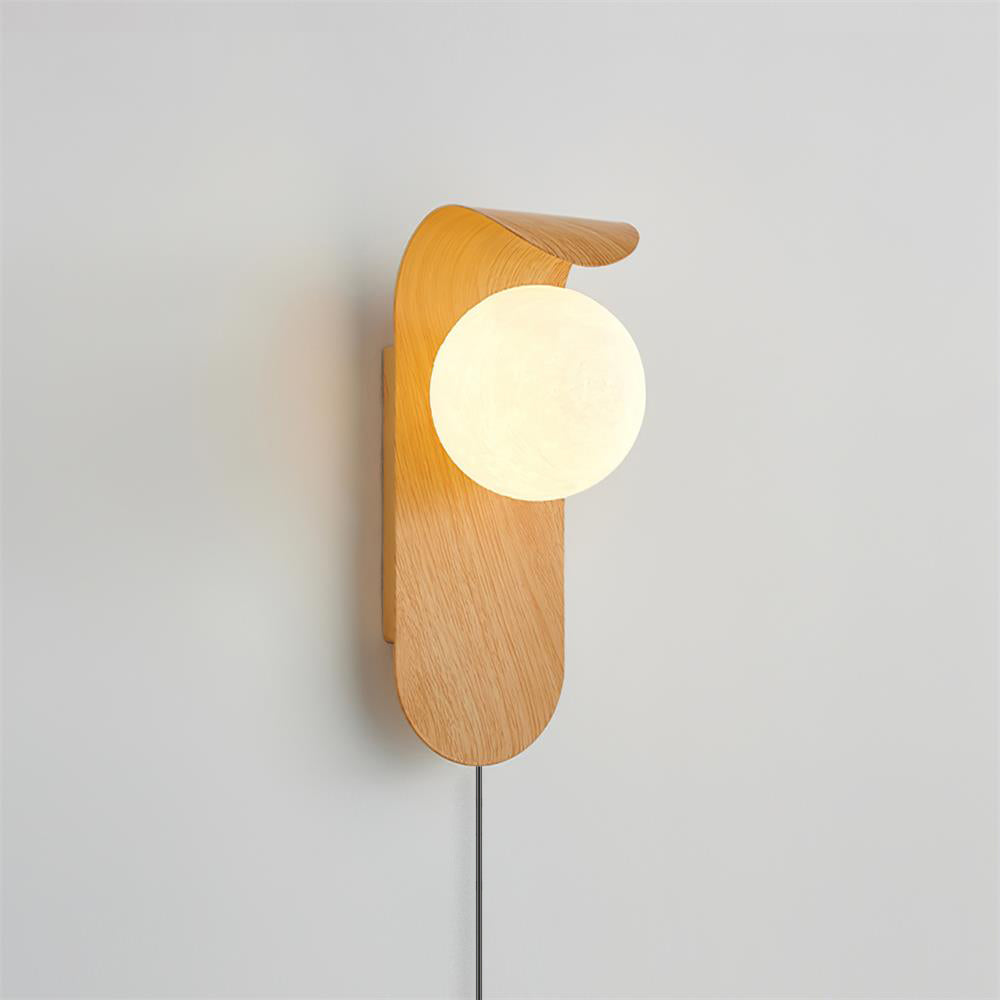 Lámpara de Pared Moderna con Base de Madera y Globo Acrílico - Acabados en Color Madera y Nogal 9