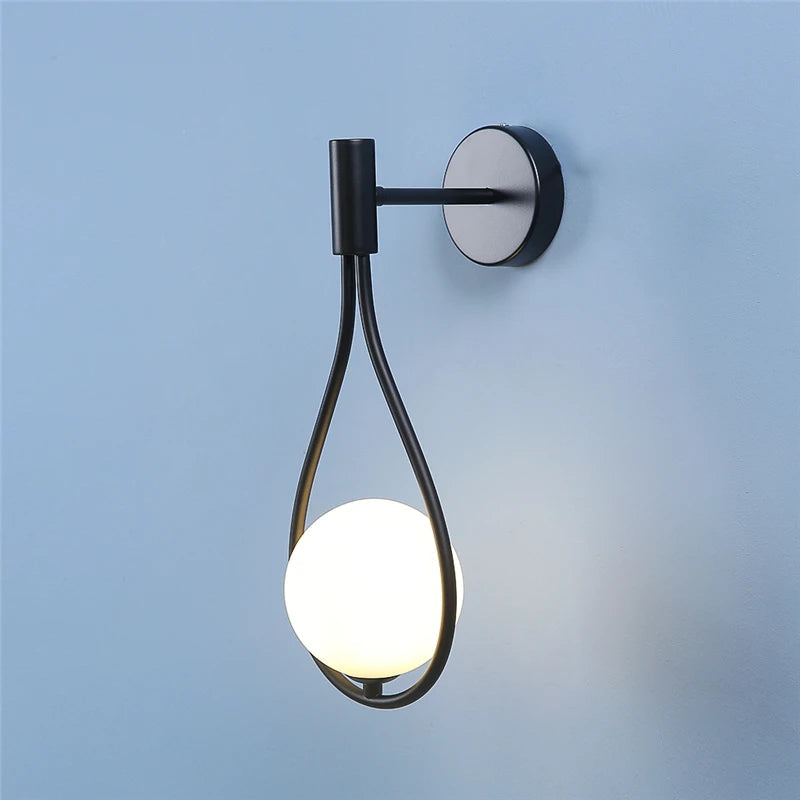 Lámpara de Pared Moderna de Esfera de Vidrio y Metal – Aplique Pared Elegante para Iluminación Suave y Acogedora 6