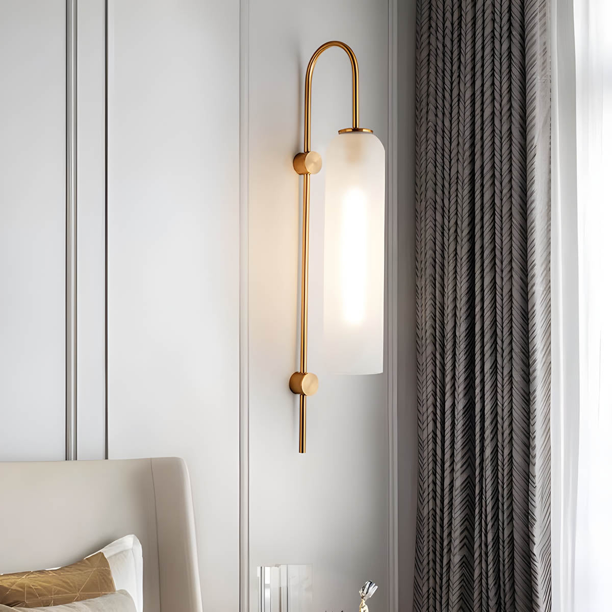 Lámpara de Pared Moderna de Vidrio y Hierro, Aplique Pared LED E27 con Diseño Elegante, Ideal para Decoración Interior 2