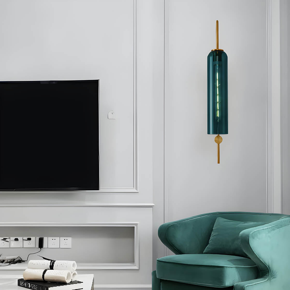 Lámpara de Pared Moderna de Vidrio y Hierro, Aplique Pared LED E27 con Diseño Elegante, Ideal para Decoración Interior 3