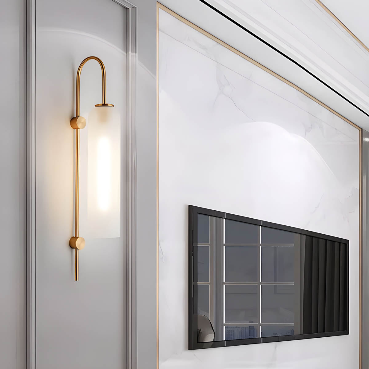 Lámpara de Pared Moderna de Vidrio y Hierro, Aplique Pared LED E27 con Diseño Elegante, Ideal para Decoración Interior 5