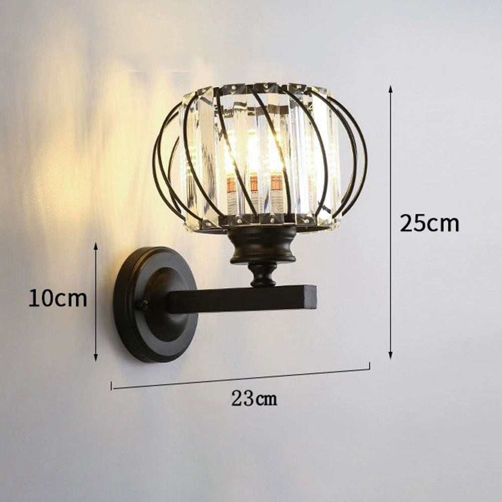 Lámpara de Pared Redonda de Cristal Contemporánea – Diseño Elegante para Pasillos y Salas, E27, Hierro y Cristal 1