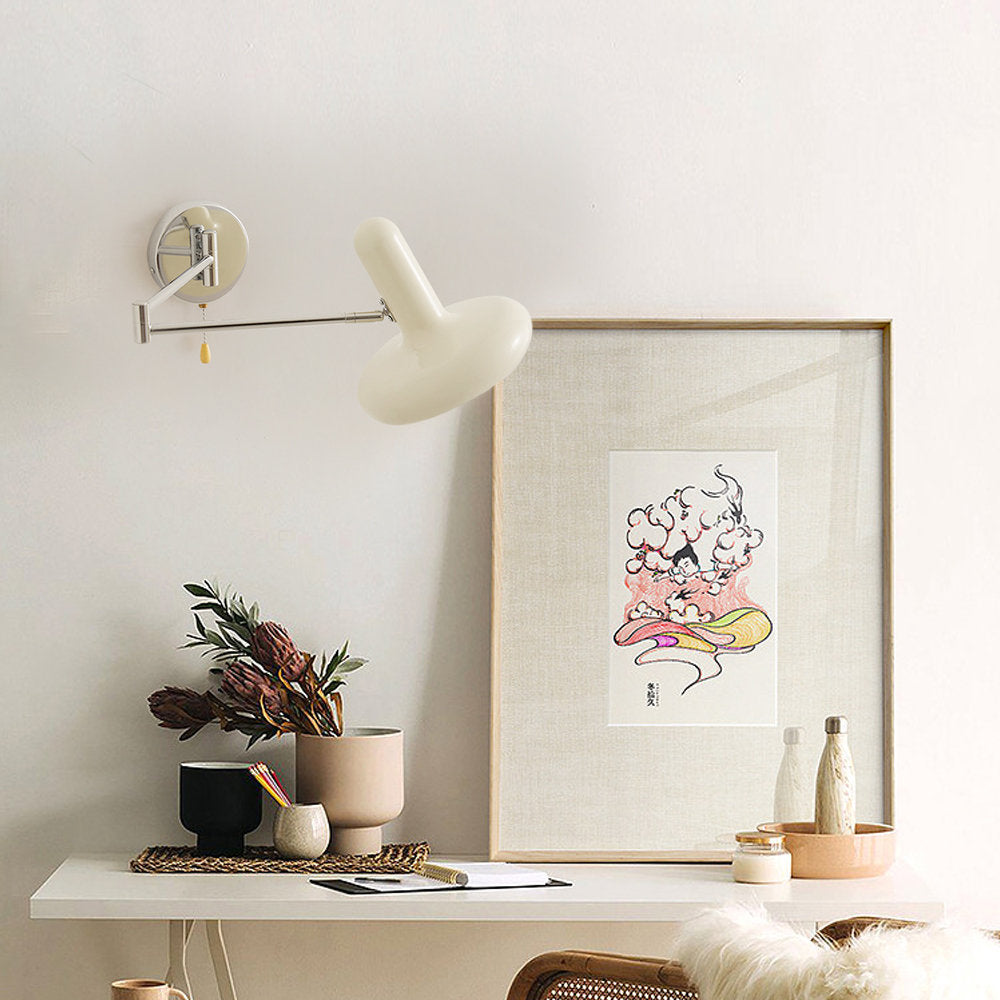Lámpara de Pared Retro Ajustable con Brazo Móvil de Metal - Aplique Pared Estilo Bauhaus en Color Blanco 4
