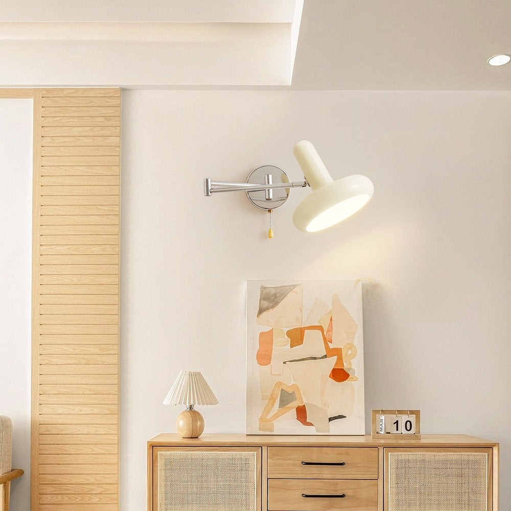 Lámpara de Pared Retro Ajustable con Brazo Móvil de Metal - Aplique Pared Estilo Bauhaus en Color Blanco 5