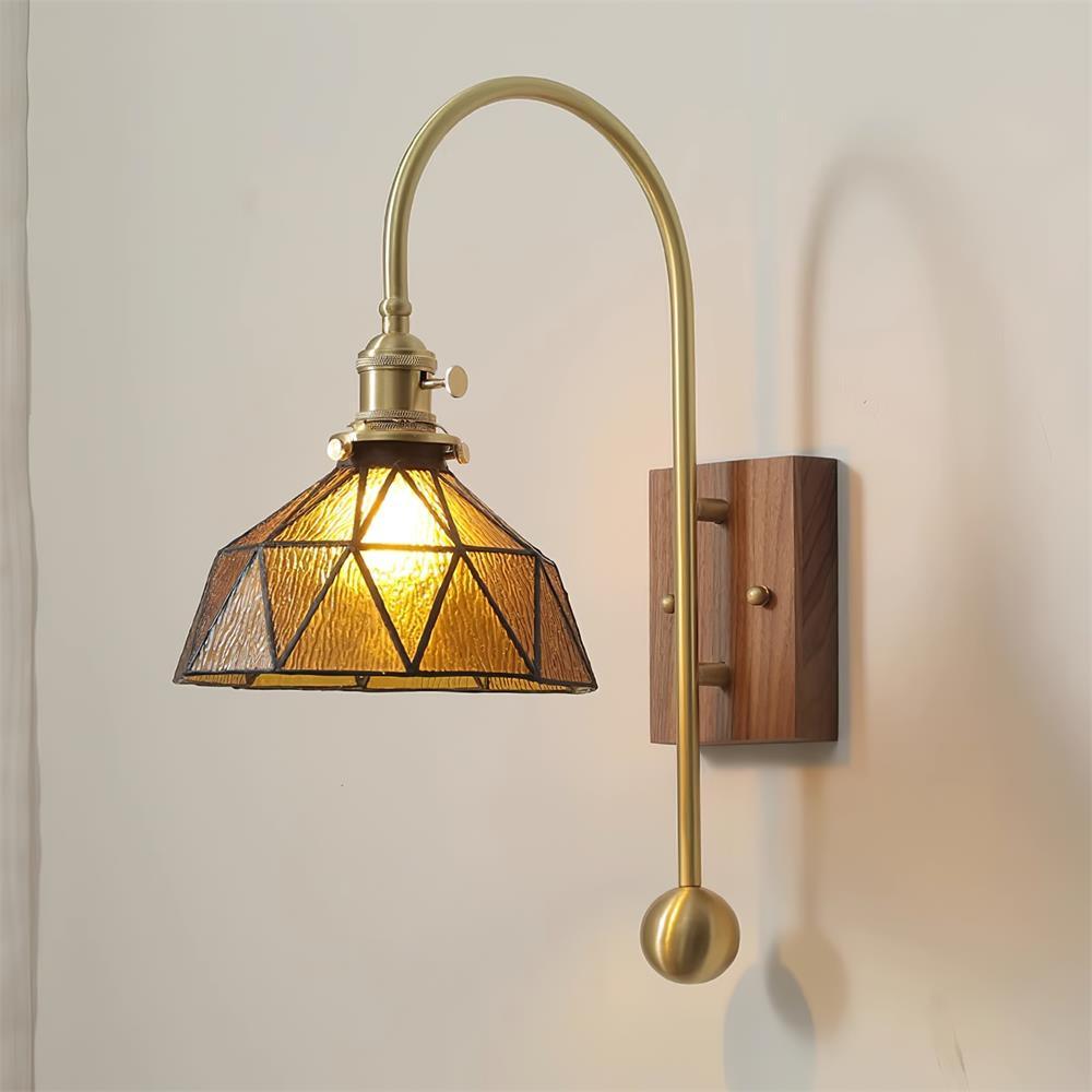 Lámpara de Pared Tiffany Japonesa de Latón y Vidrio, Aplique Pared Elegante para Interiores y Exteriores, Tamaños Variados 2