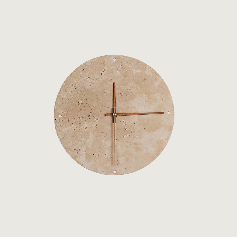 Lámpara de Pared con Reloj de Travertino Beige – Diseño Minimalista y Luz LED Integrada 1