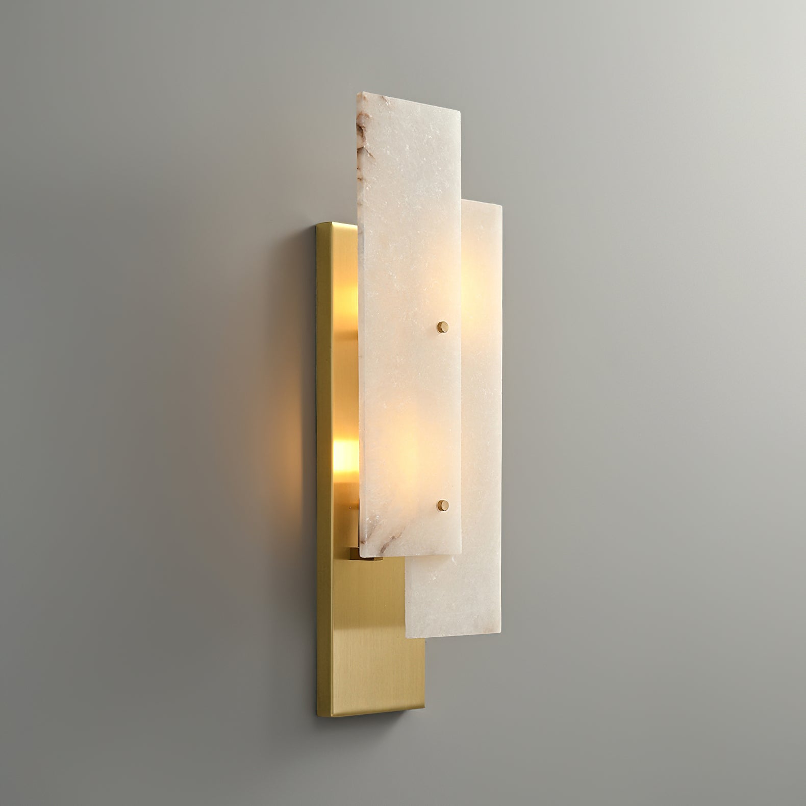 Lámpara de Pared de Alabastro Natural con Diseño Minimalista y Acabado en Oro y Negro 5