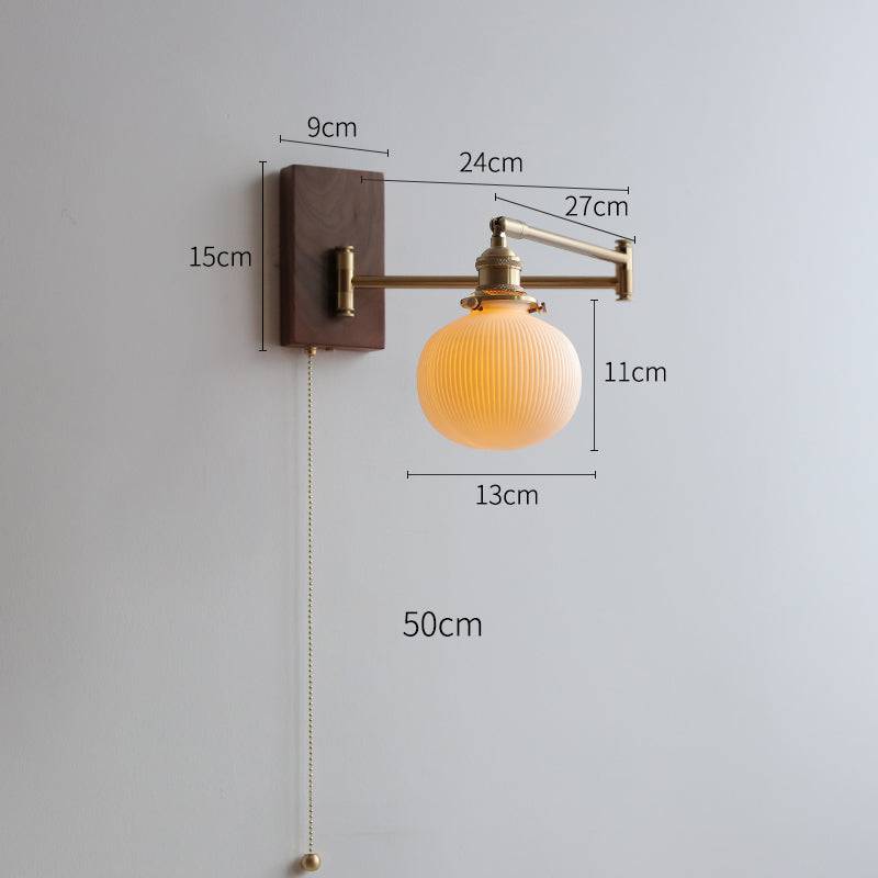 Lámpara de Pared de Cerámica y Madera, Aplique Pared Moderno, Iluminación Elegante para Hogar, E26/E27, 60W 6