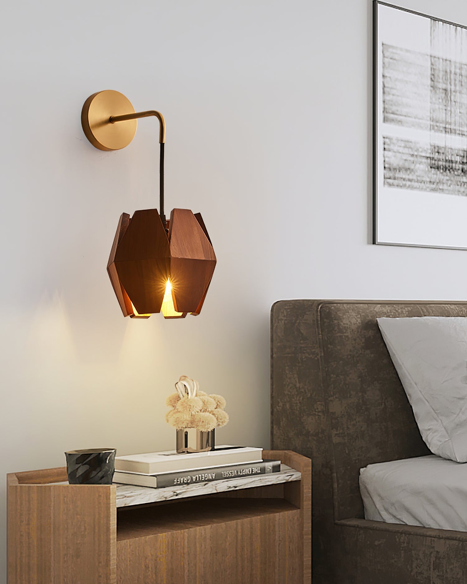 Lámpara de Pared de Madera Astris con Detalles Metálicos – Diseño Minimalista y Funcional 5