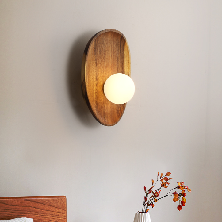 Lámpara de Pared de Madera Natural LED, Aplique Pared Contemporáneo para Ambientes Acogedores, 20 cm Diámetro 1