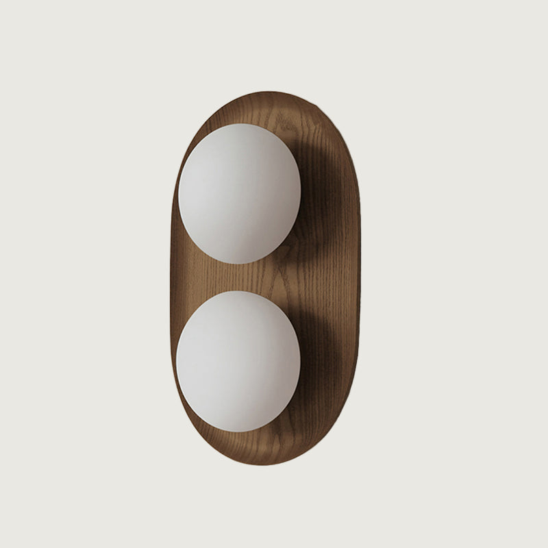 Lámpara de Pared de Madera Ovalada con Esferas de Vidrio Esmerilado – Estilo Retro 11
