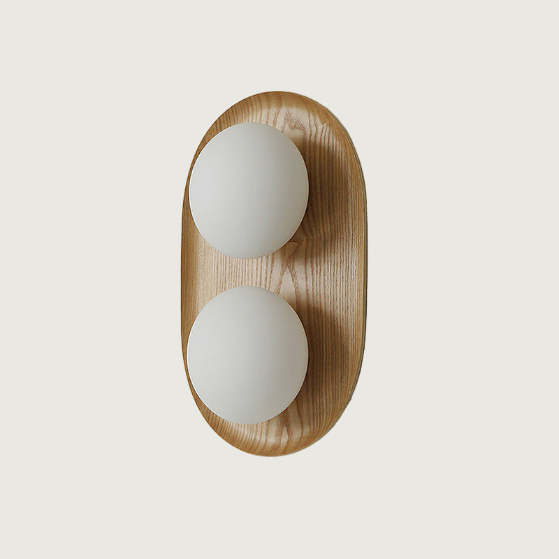 Lámpara de Pared de Madera Ovalada con Esferas de Vidrio Esmerilado – Estilo Retro 12