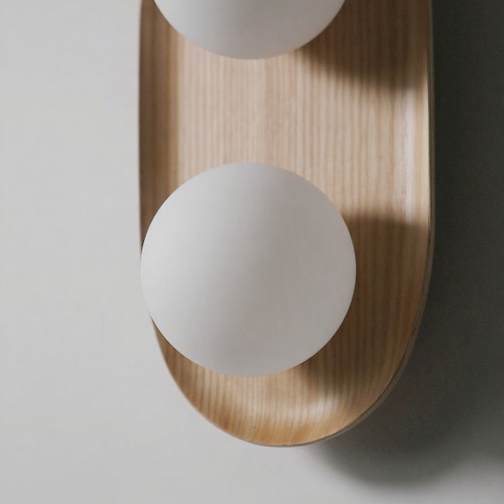 Lámpara de Pared de Madera Ovalada con Esferas de Vidrio Esmerilado – Estilo Retro 8