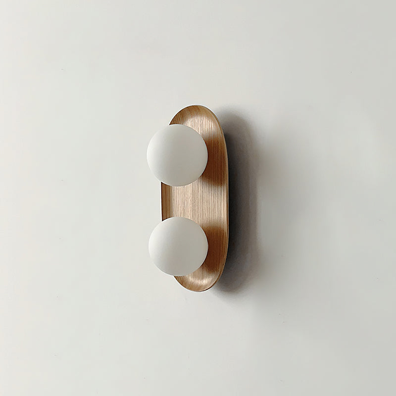 Lámpara de Pared de Madera Ovalada con Esferas de Vidrio Esmerilado – Estilo Retro 9