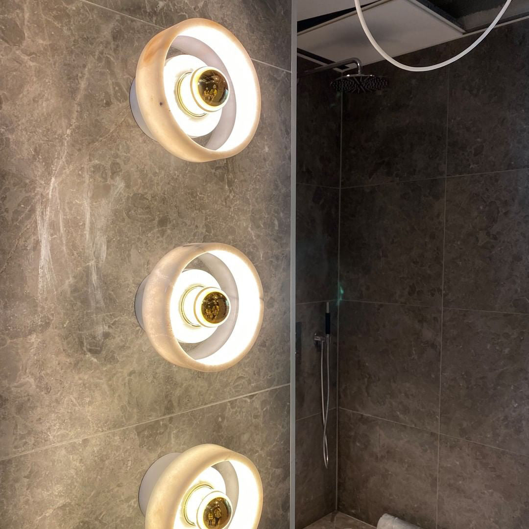 Lámpara de Pared de Mármol Blanco Moderno – Aplique de Pared Elegante para Interiores, 11 cm Diámetro, Compatible con E26/E27 5