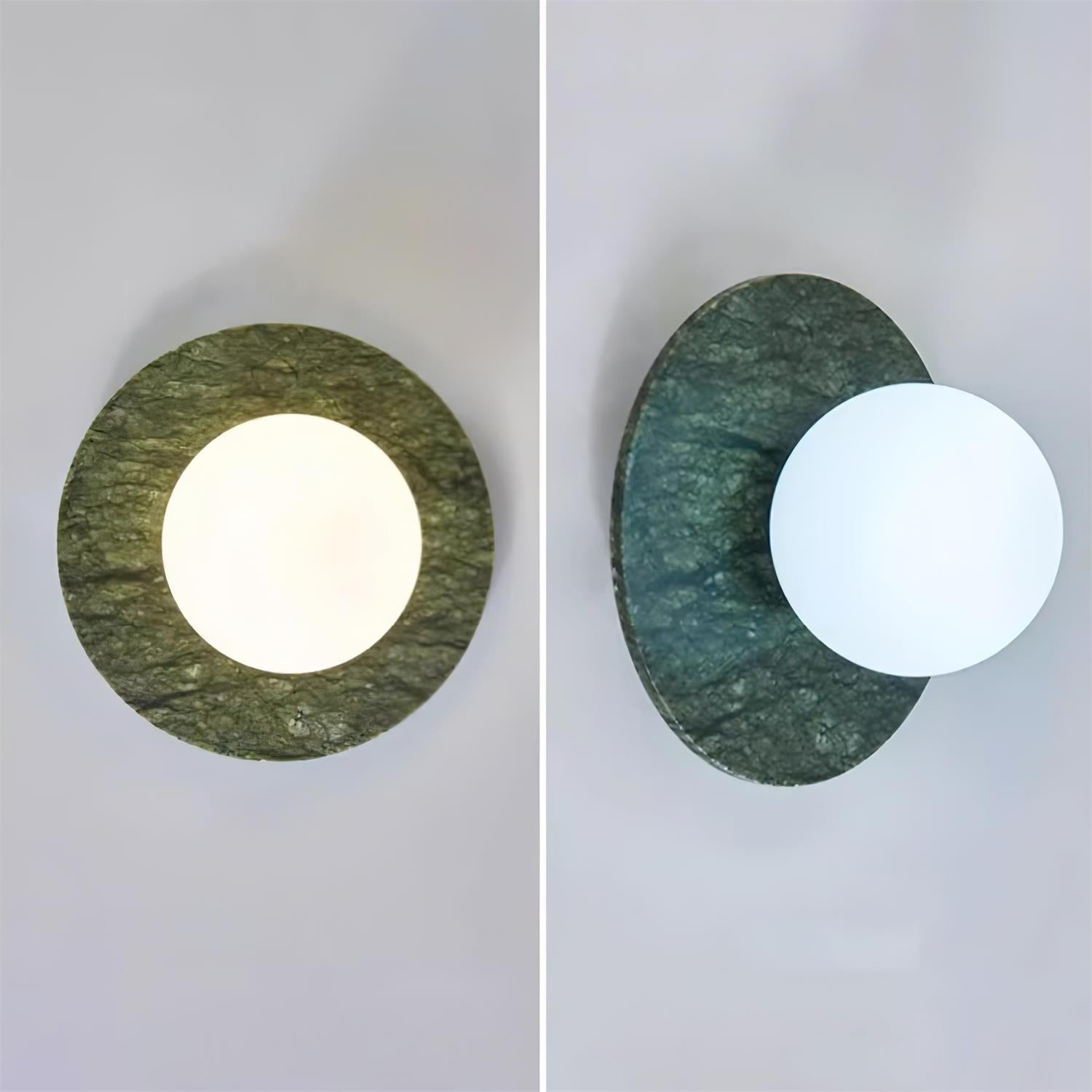 Lámpara de Pared de Mármol Verde con Esfera de Vidrio Opalino – Diseño Contemporáneo y Elegante 8