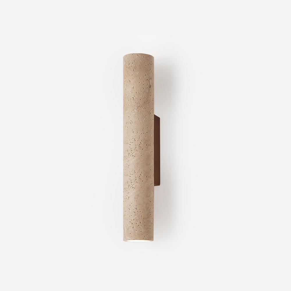 Lámpara de Pared de Travertino Beige con Base de Madera – Diseño Minimalista y Elegante 1