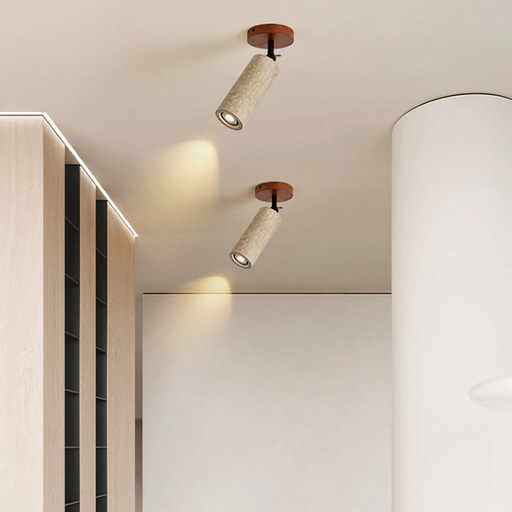 Lámpara de Pared de Travertino Mireille con Base de Madera y Metal Dorado 5