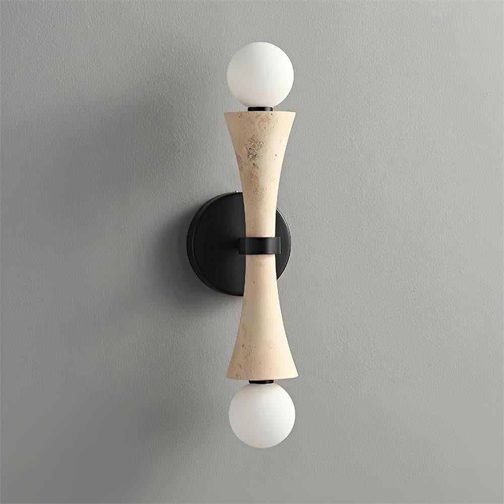 Lámpara de Pared de Travertino Natural con Esfera de Vidrio – Diseño Moderno y Elegante 0