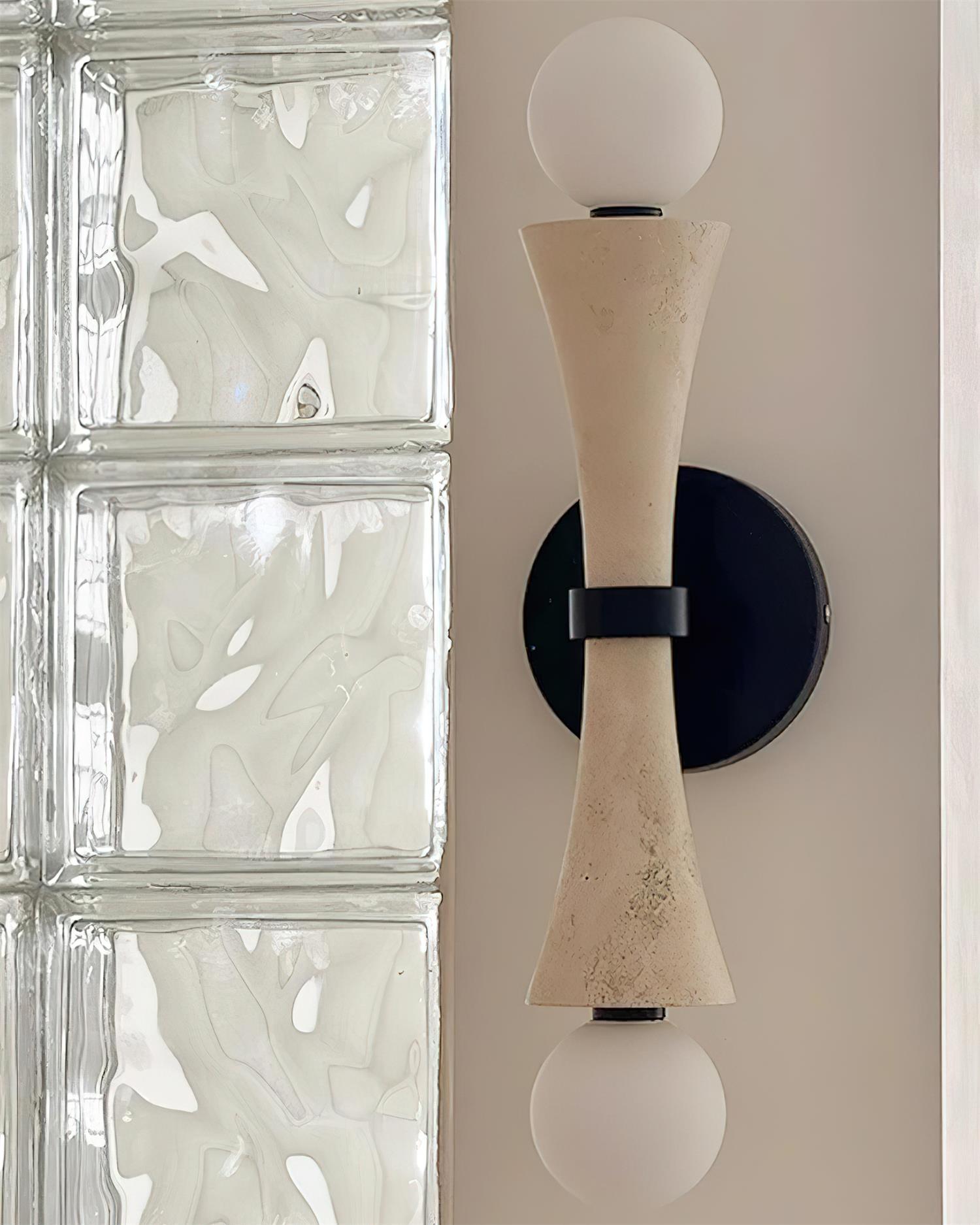 Lámpara de Pared de Travertino Natural con Esfera de Vidrio – Diseño Moderno y Elegante 6