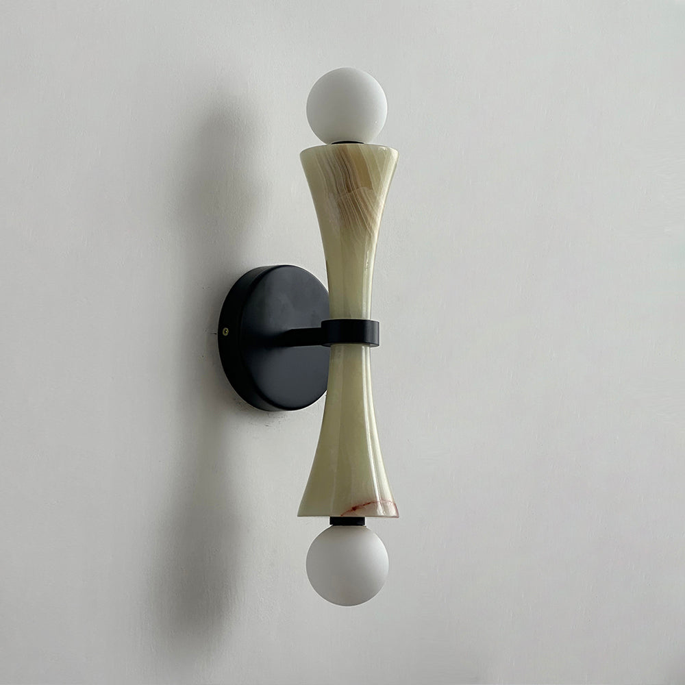 Lámpara de Pared de Travertino Natural con Esfera de Vidrio – Diseño Moderno y Elegante 9