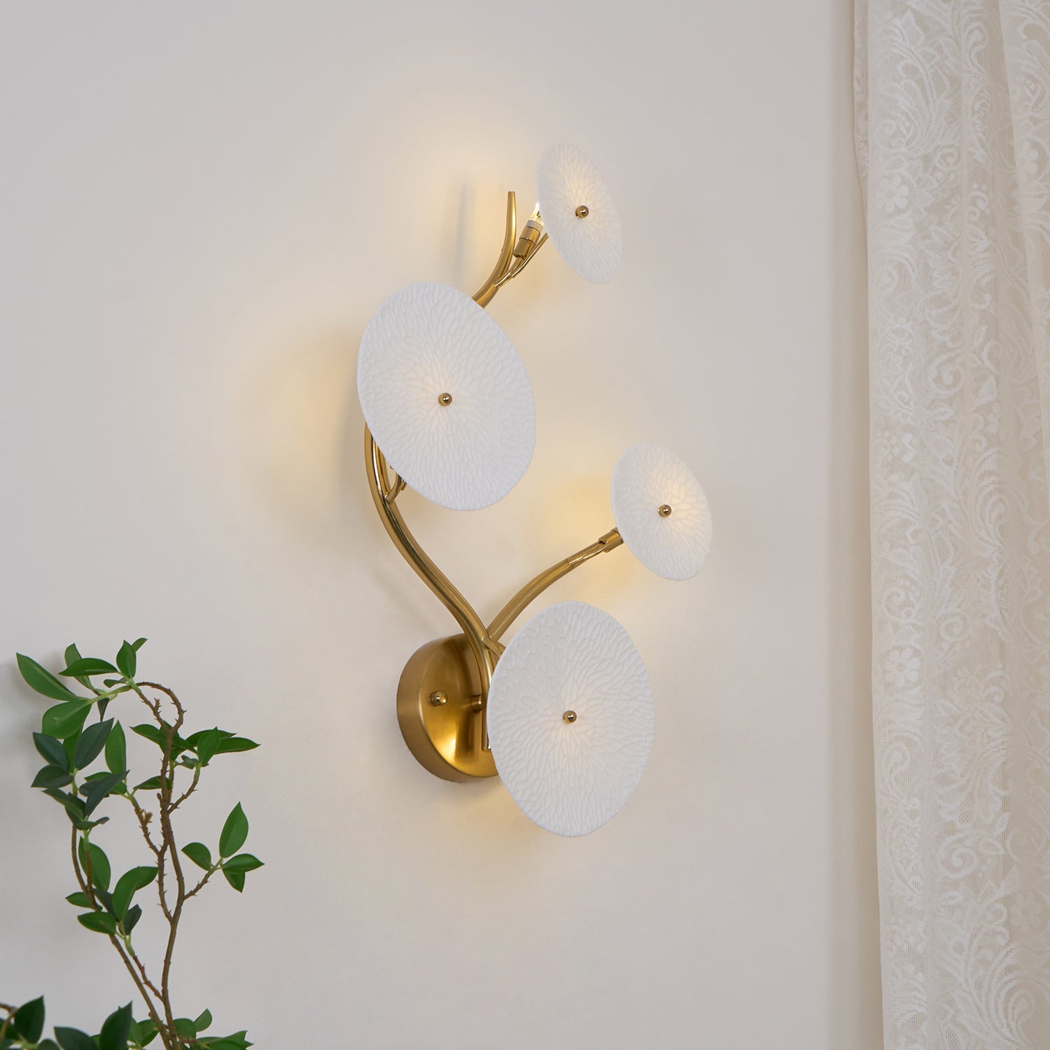 Lámpara de Pared en Forma de Pétalos de Loto – Diseño Cerámico Elegante para Iluminación Interior 4