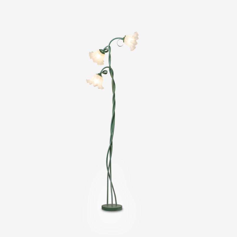 Lámpara de Pie Calla con Flores Blancas y Acabado Verde – Elegante y Sofisticada 9