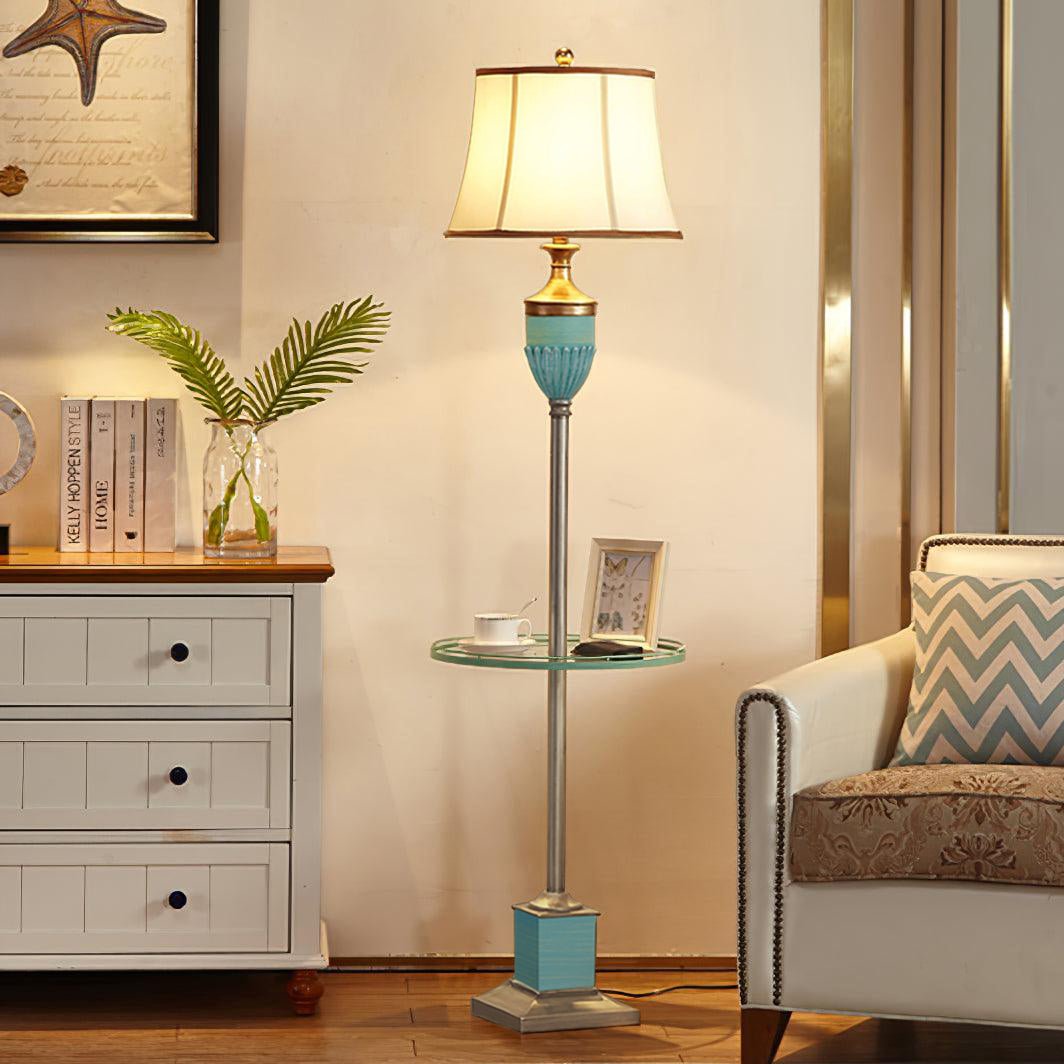Lámpara de Pie Dorada Art Deco con Base de Resina y Pantalla de Tela para Salón - Ideal para Decoración Moderna 5