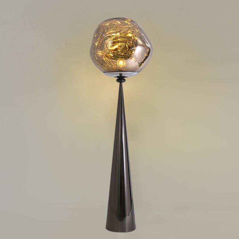 Lámpara de Pie Dorada Cone Lava con Efecto de Vidrio Fundido para Salón – Iluminación Moderna y Elegante 10