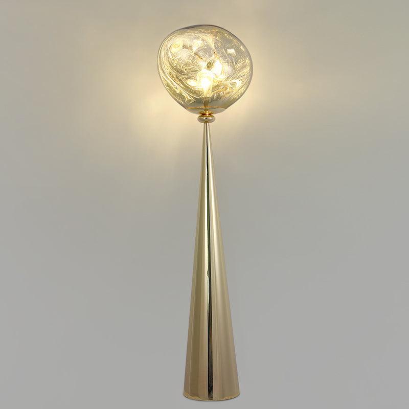 Lámpara de Pie Dorada Cone Lava con Efecto de Vidrio Fundido para Salón – Iluminación Moderna y Elegante 11