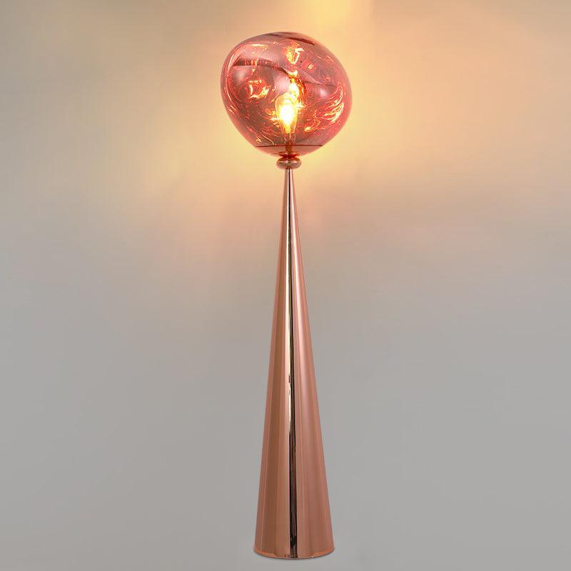 Lámpara de Pie Dorada Cone Lava con Efecto de Vidrio Fundido para Salón – Iluminación Moderna y Elegante 12