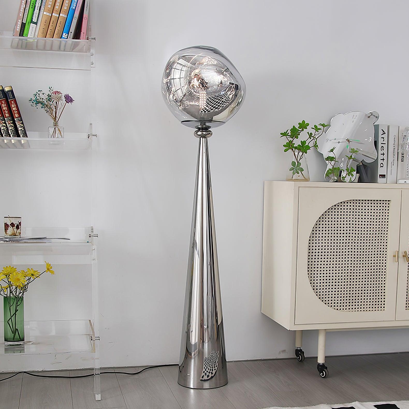 Lámpara de Pie Dorada Cone Lava con Efecto de Vidrio Fundido para Salón – Iluminación Moderna y Elegante 2